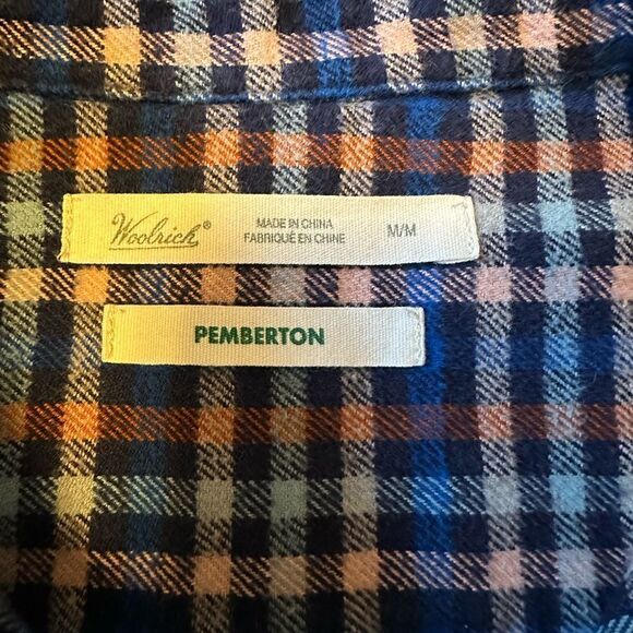 WOOLRICH Women’s Pemberton Check Flannel Button Down Shirt Blue Size Medium - Picture 3 of 12